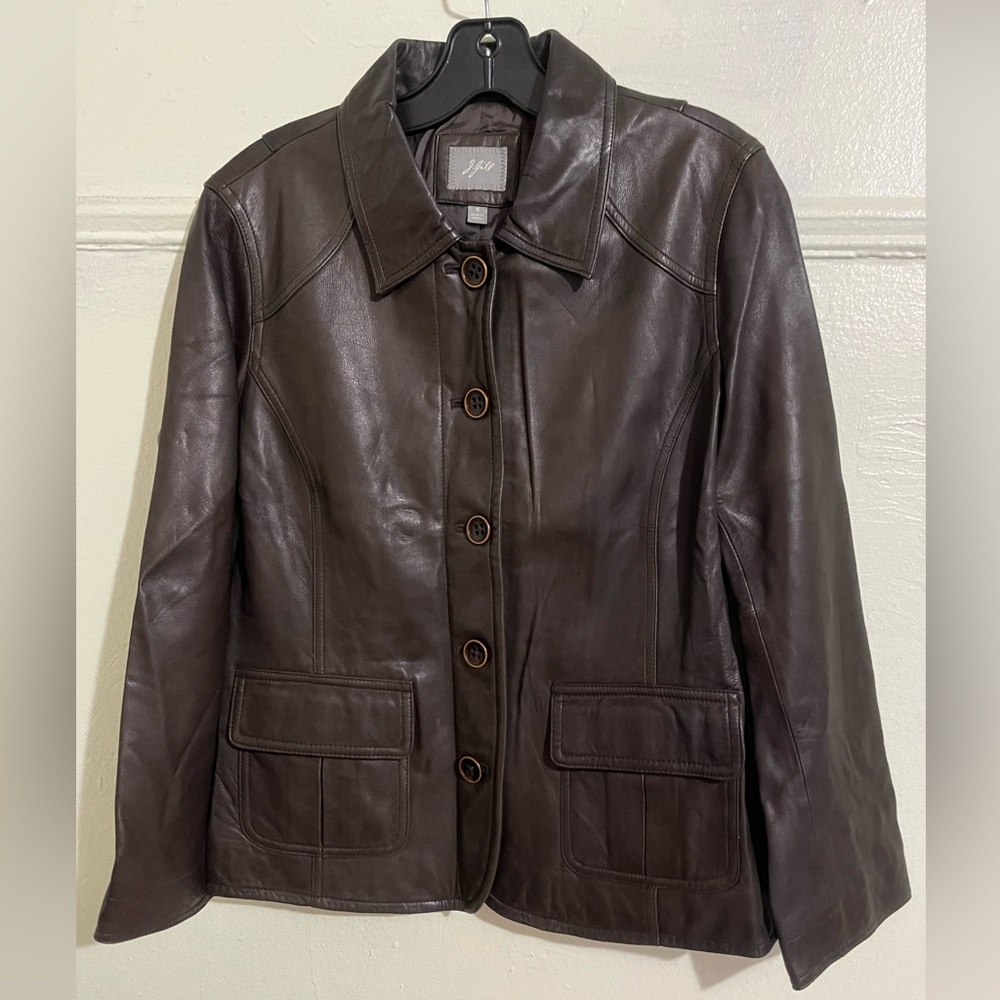 J. Jill Dark Brown Leather Jacket